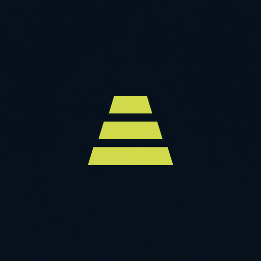 Gridledger monogram: three stacked bars forming a transmission tower silhouette